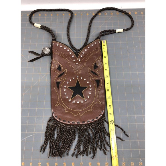 Cowgirl Montana Silversmiths Leather Cowgirl Boot Purse With FRINGE - Picture 2 of 10
